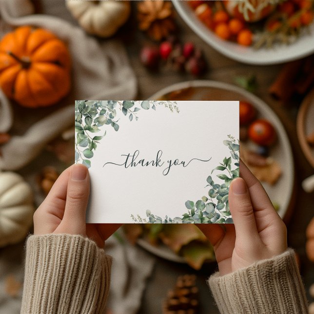 Carte Postale Remerciements de Remise de Cadeaux de Mariage au E (Watercolor Eucalyptus Bridal Shower Thank You Postcard)