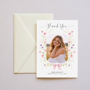 Carte Postale Remerciements de remise de diplôme avec ruban rose