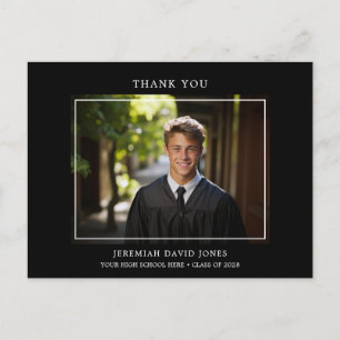 Carte Postale Remerciements de remise de diplôme noir photo simp