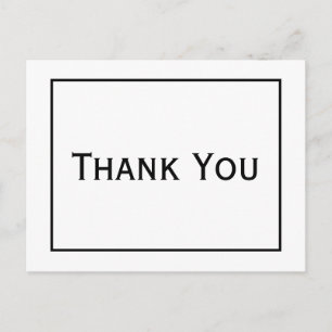 Carte Postale Remerciements minimalistes Mariage Blanc et Noir