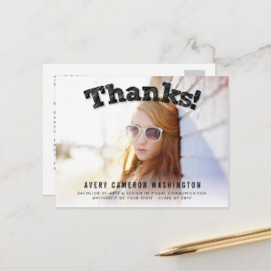 Carte Postale Remerciements modernes avec contour noir pour phot