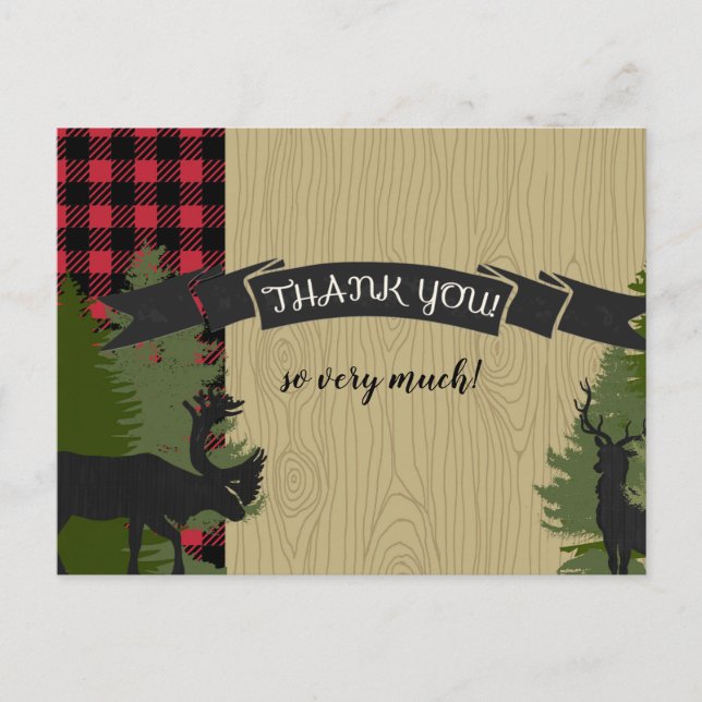 Carte Postale Remerciements Notes Lumberjack Plaid (Devant)