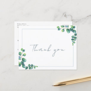 Carte Postale Remerciements pour Baby Shower au thème Eucalyptus