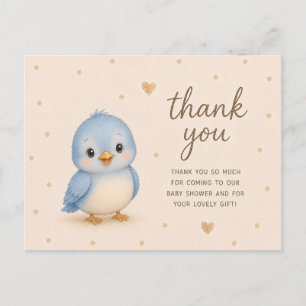 Carte Postale Remerciements pour Baby Shower Baby Blue Bird