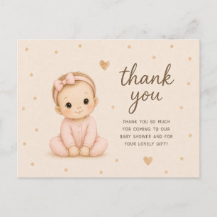 Carte Postale Remerciements pour Baby Shower Baby Girl