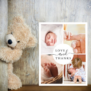 Carte Postale Remerciements pour Baby Shower Chic Moderne 4 Phot