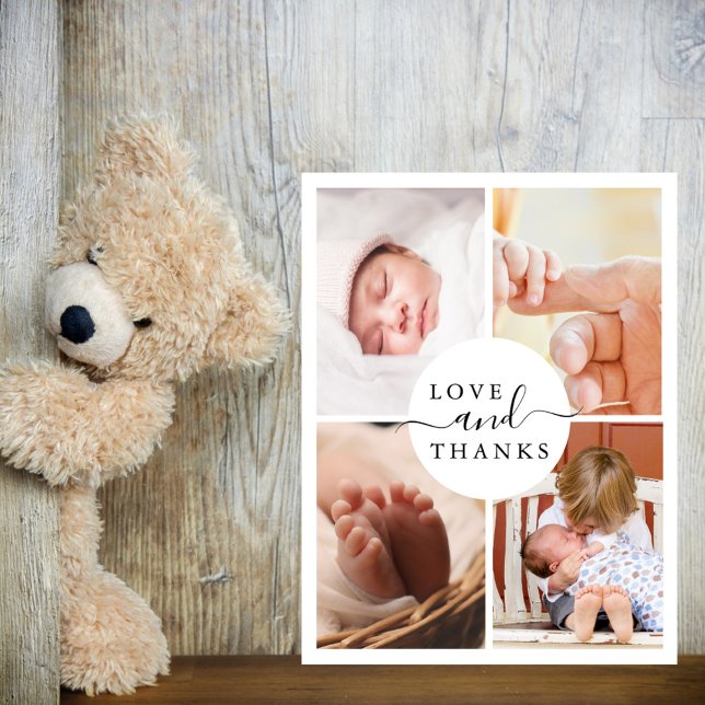 Carte Postale Remerciements pour Baby Shower Chic Moderne 4 Phot (Créateur téléchargé)