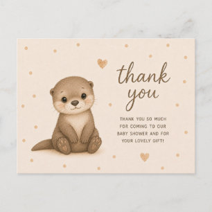 Carte Postale Remerciements pour Baby Shower de bébé loutre
