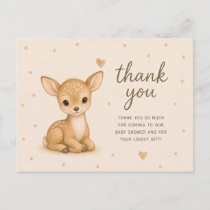 Carte Postale Remerciements pour Baby Shower Faon de Cerf Nouvea