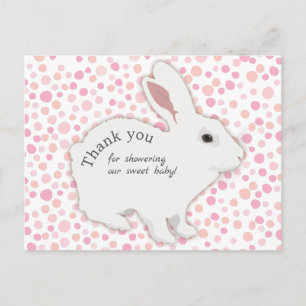 Carte Postale Remerciements pour Baby Shower Lapin à Points Colo