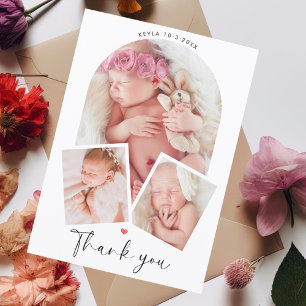 Carte Postale Remerciements pour la Baby Shower : Collage d'arch