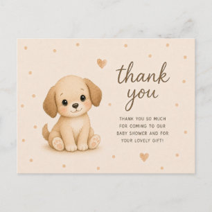 Carte Postale Remerciements pour la Baby Shower de Bébé Chiot