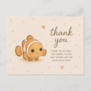 Carte Postale Remerciements pour la Baby Shower de Bébé Poisson