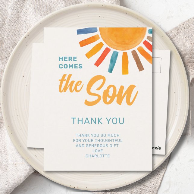 Carte Postale Remerciements pour la Baby Shower de Sunshine Boy  (Créateur téléchargé)