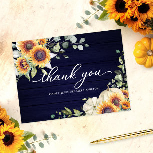 Carte Postale Remerciements pour la Mariée Fleurs Solaires Verte