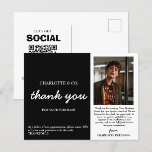 Carte Postale Remerciements pour Petite Entreprise de Photo Pers