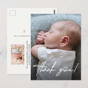 Carte Postale Remerciements pour un bébé garçon moderne avec pho