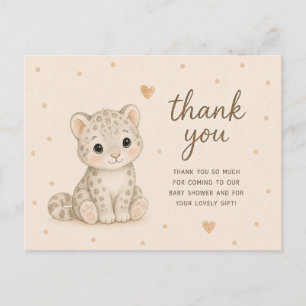 Carte Postale Remerciements pour une Baby Shower de bébé léopard