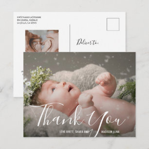 Carte Postale Remerciements pour une Baby Shower élégante et sim