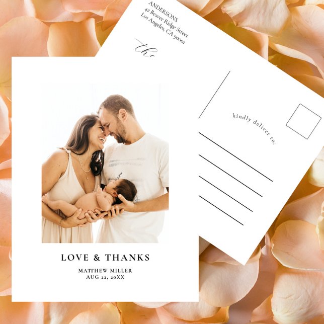 Carte Postale Remerciements pour une Baby Shower Élégante et Sim (Créateur téléchargé)