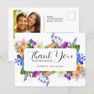 Carte Postale Remerciements pour une Baby Shower Fleurs des Cham