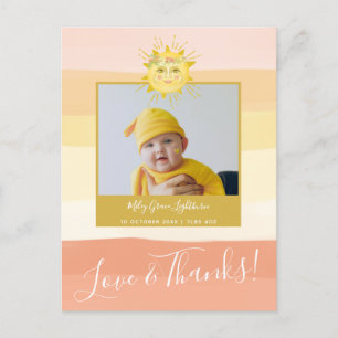 Carte Postale Remerciements pour une Baby Shower Mignonne Rose A