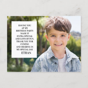 Carte Postale Remerciements pour une photographie d'anniversaire