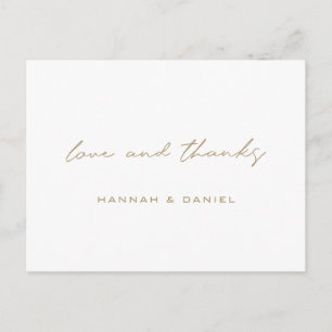 Carte Postale Remerciements Simples pour un Mariage en Or