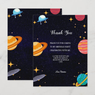Carte Postale Remerciements thèmes d'espace de fête d'anniversai