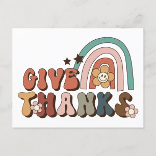 Carte Postale Remercier Rétro Arc-en-ciel Thanksgiving