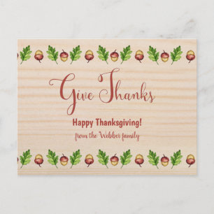 Carte Postale Remerciez Joyeux Thanksgiving Bois Aspect Personna