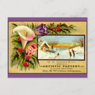 Carte Postale Réminiscence saisonnière : patinage sur glace