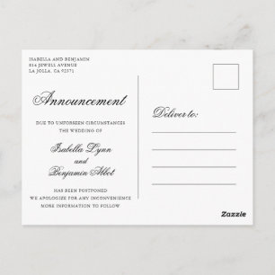Carte Postale Remise du Mariage noir et blanc traditionnel
