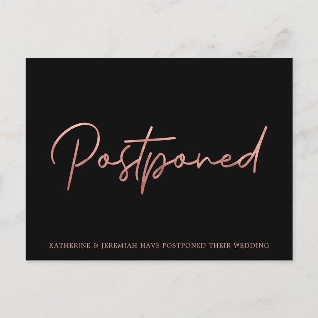 Carte Postale Remise Mariage minimaliste Rose Gold Foil (Devant)