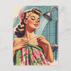 Carte Postale Remorque de douche rétro vers le haut