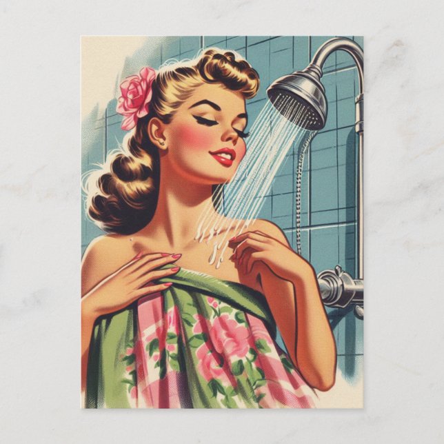 Carte Postale Remorque de douche rétro vers le haut (Devant)
