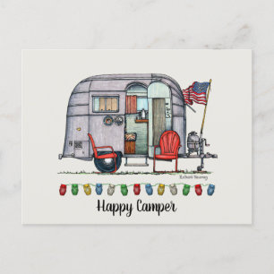 Carte Postale Remorque Voyage de Camper Air Cute