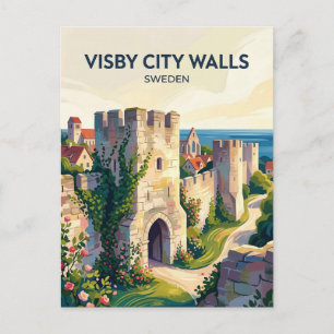 Carte Postale Remparts de la ville de Visby Suède