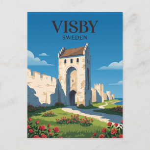 Carte Postale Remparts médiévaux de la ville de Visby en Suède