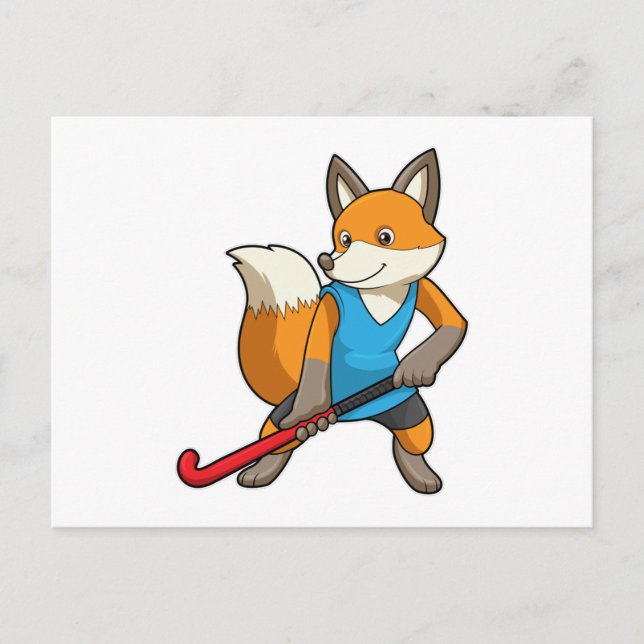 Carte Postale Renard à Hockey avec chauve-souris de hockey (Devant)