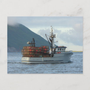 Carte Postale Renard arctique, Bateau de crabe à Dutch Harbour, 