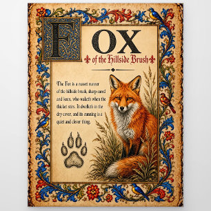 Carte Postale Renard, Art du Bestiaire Médiéval