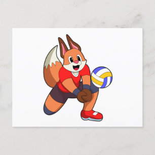 Carte Postale Renard au sport de volleyball