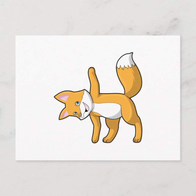 Carte Postale Renard au yoga s'étirant (Devant)