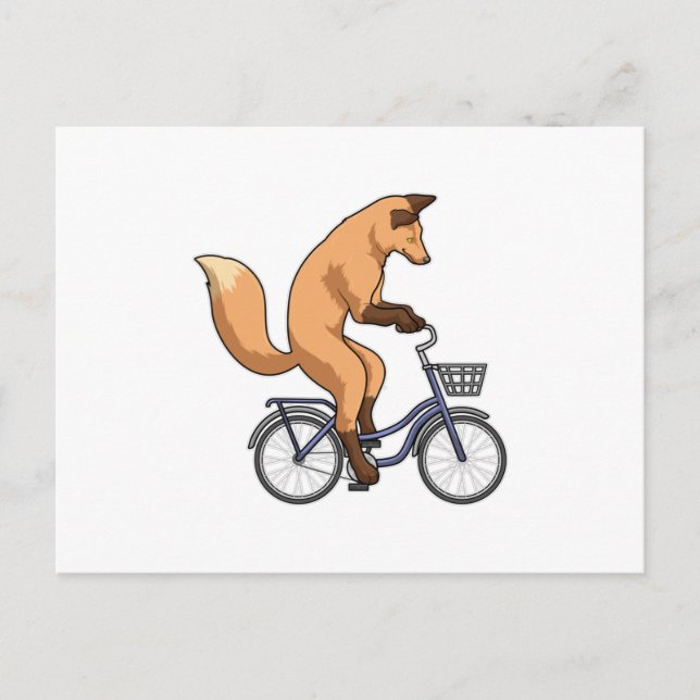 Carte Postale Renard avec bicyclette (Devant)