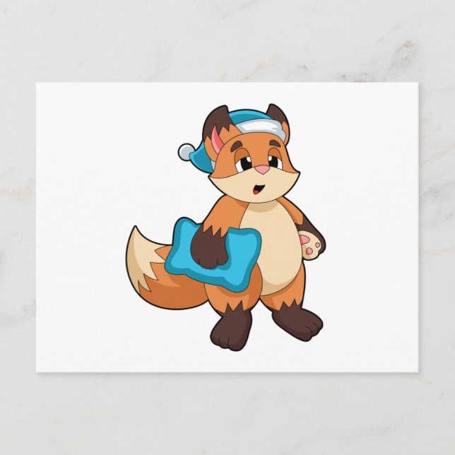 Carte Postale Renard avec bonnet de nuit (Devant)