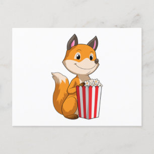 Carte Postale Renard avec Popcorn