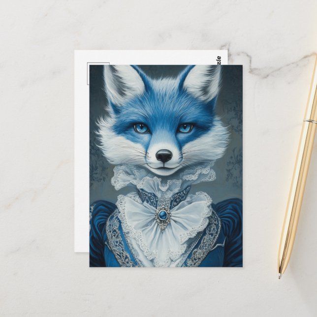 Carte Postale Renard Bleu (Devant/Arrière en situation)