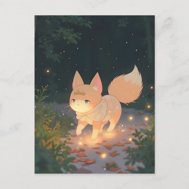 Carte Postale Renard céleste d'Anime dans une forêt de Starlit (Devant)