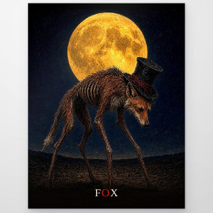 Carte Postale Renard chapeau haut de forme gothique Surréaliste